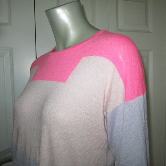 J. CREW Pink Italian Cashmere Colorblock Sweater - Picture 4 of 6